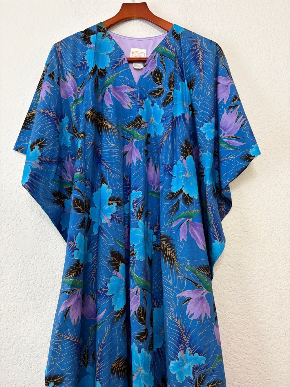 Vintage Handmade Plantation Stitchery Floral Hawaiian Dress Mumu - Picture 7 of 12